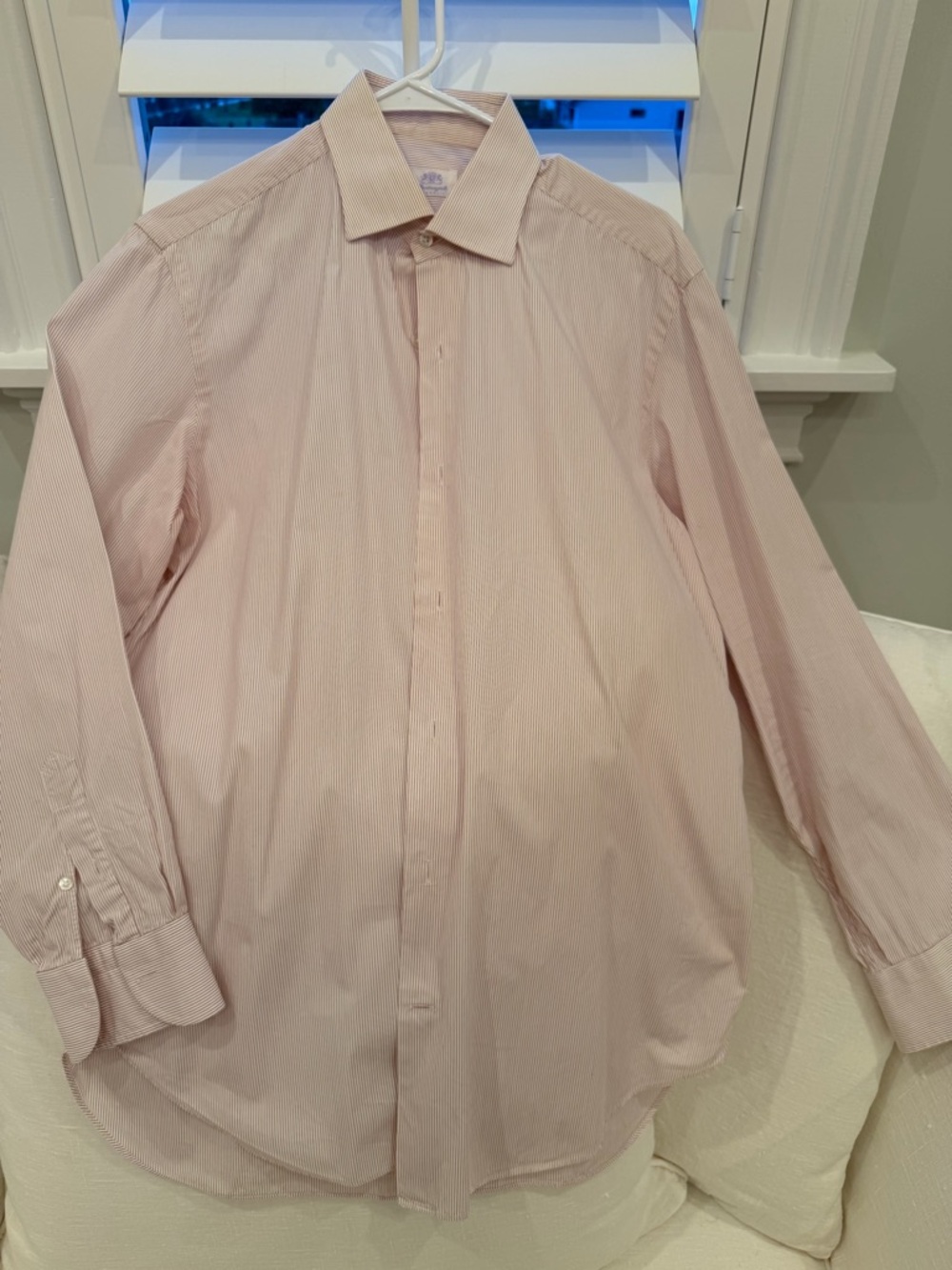 Men's Light Pink Stripe Dress Shirt - Tailored Spread Collar